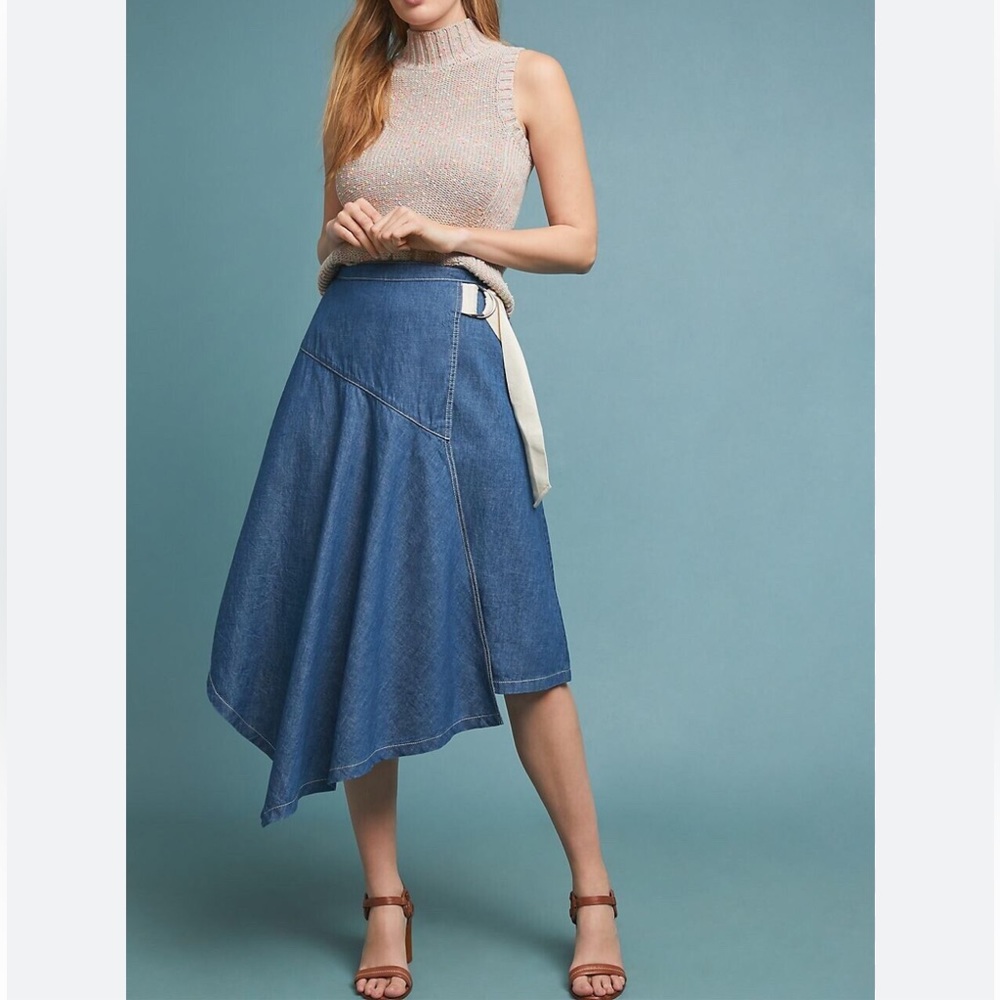 Anthropologie I Pilcro and The Letter Press Asymmetrical Denim Skirt
